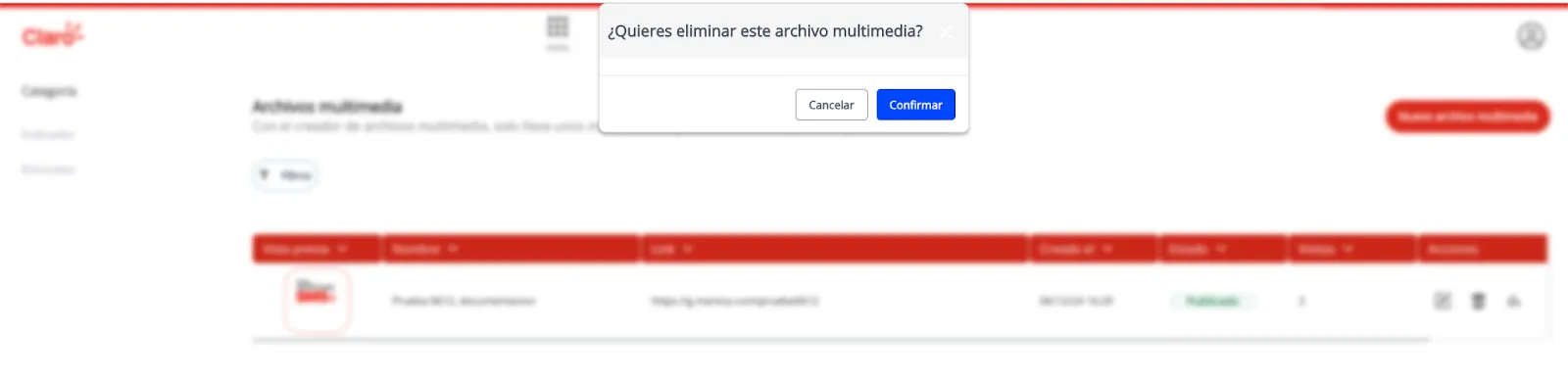 Eliminación de archivos multimedia